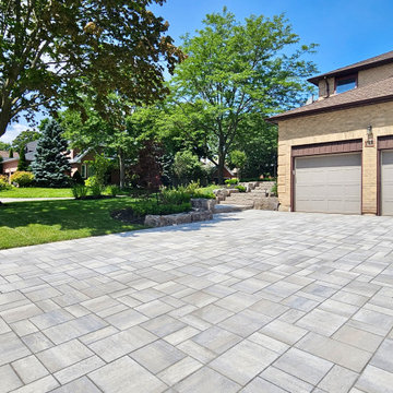 Aurora Natural Stone Steps and Interlock Driveway