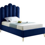Meridian Furniture - Lily Velvet Bed, Navy, Twin - Elegant and eye-catching, the stunning navy velvet Lily Twin Bed from Meridian Furniture is the perfect addition to any space.