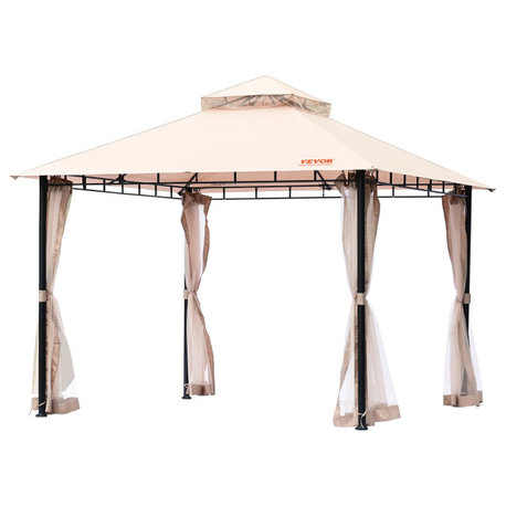 VEVOR Patio Gazebo Backyard Gazebo Tent 10x10' for 6-8 Person With Mesh Netting