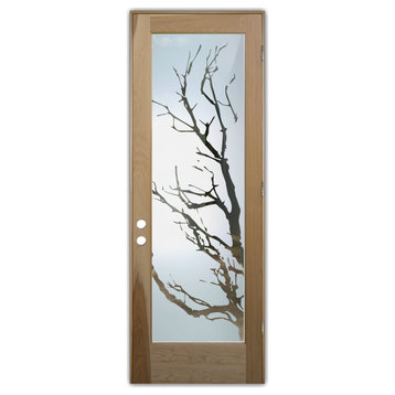 Front Door - Tree Branches - Hickory - 36" x 80" - Knob on Left - Pull Open