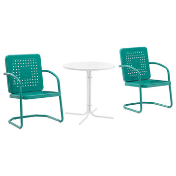 Bates 3-Piece Outdoor Bistro Set, Turquoise Gloss