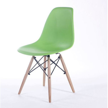 Mid-Century  Eiffel Style Kids Dining Chair with Wood Base, Green