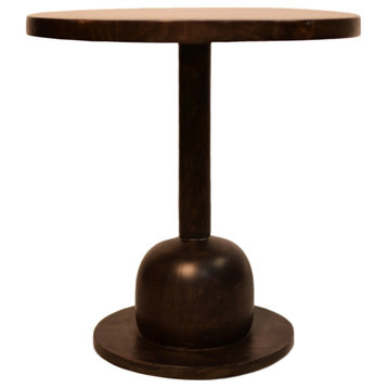 Sutton 21" Solid Wood Pedestal Accent Table, Dark Walnut