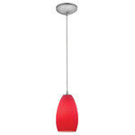 Access Lighting - Champagne Integrated Cord Pendant, Brushed Steel, Red - Features: