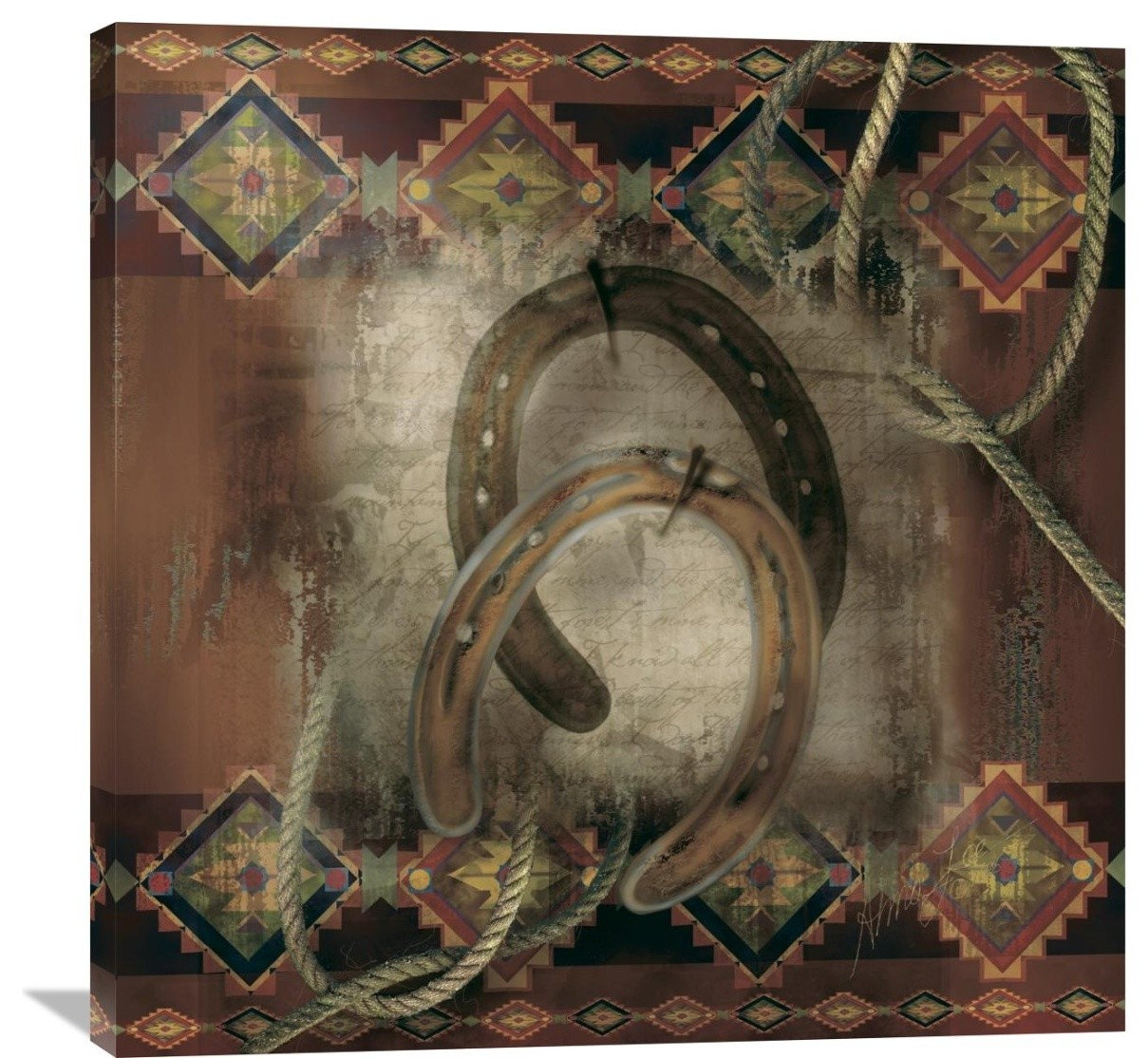 Western Horseshoe Stretched Canvas Giclee By Alma Lee 18 x18 36 X western-horseshoe-stretched-canvas-giclee-by-alma-lee-18-x18-36-x