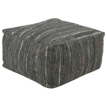 Anthracite Cube Pouf, Gray, Green