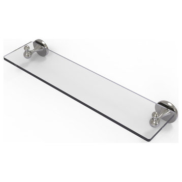 Shadwell 22" Glass Vanity Shelf with Beveled Edges, Satin Nickel