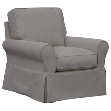 Sunset Trading Horizon Fabric Slipcover for Box Cushion Chair in Gray