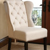 Abbyson Living Kyrra Tufted Linen Wingback Dining Chair, Cream
