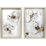 Paragon - Silver Finesse Art, 2-Piece Set - Delicate blossoms are framed in a modern shadow box style molding in a silver finish.