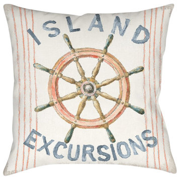 Maritime Wheel Outdoor Pillow, 18"x18"