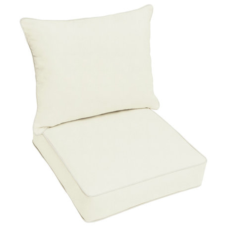 Sunbrella Canvas Natural Outdoor Deep Seating Pillow and Cushion Set, 23"x25
