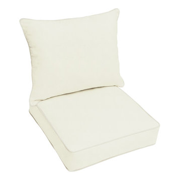 Sunbrella Canvas Natural Outdoor Deep Seating Pillow and Cushion Set, 23x25
