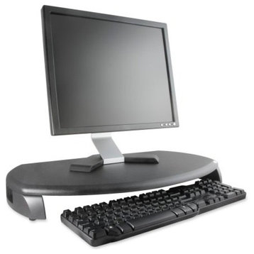 LCD or CRT Stand With Keyboard Storage, Black