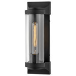 HInkley - Hinkley Pearson Medium Wall Mount Lantern, Textured Black - Take the indoor style of statement sconces outside. Drawing inspiration from the bygone era, Pearson emanates a feeling of nostalgia right outside your door. Featuring cast symmetrical end caps and clear cylindrical glass, Pearson combines the look of a vintage-style filament with the sleek backplate for the most sophisticated illumination in your outdoor living area. Available in a Burnished Bronze or Textured Black finish.