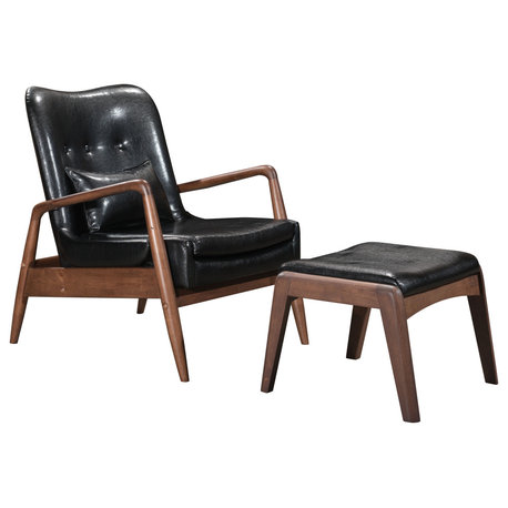 Bully Lounge Chair & Ottoman, Black