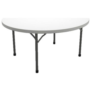 Mayline Event Series 60" Round Folding Table in Dark Gray and White
