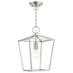Livex Lighting - Devone 1 Light Brushed Nickel Lantern - The Devone collection hints at a casual vibe. This single light square frame semi-flush/ lantern is shown in a brushed nickel finish. It will be a great feature in your modern loft or cabin as well as any transitional style interior.