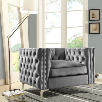 Chic Home Da Vinci Club Chair, Gray Velvet
