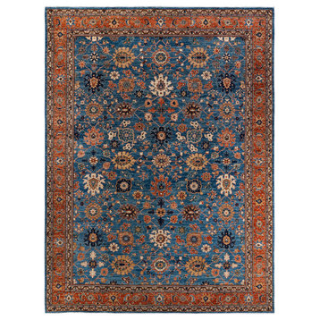 Serapi, One-of-a-Kind Hand-Knotted Runner Rug  - Light Blue, 10' 0" x 13' 6"