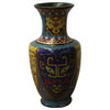 Consigned, Chinese Metal Blue Yellow Enamel Cloisonne Vase Shape Figure