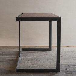 Suspended Walnut and Steel Desk - Desks And Hutches
