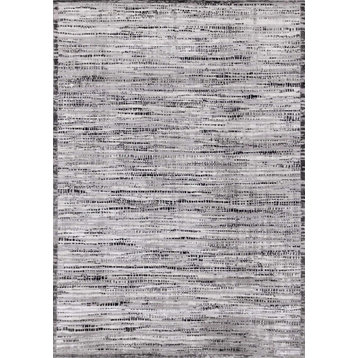 Chase Collection Black Gray Monochrome Distressed Rug, 5'3"x7'7"