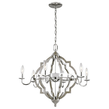 Socorro 6-Light Transitional Chandelier in Washed Pine