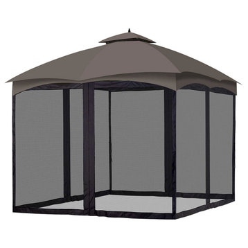 Yescom 2-Tier Canopy Top with Mesh Sidewall UV Protection Outdoor Patio Garden