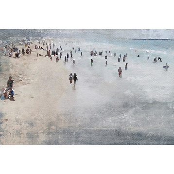 "Cool Day on the Beach" Painting Print on Wrapped Canvas, 18x12