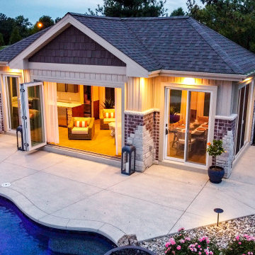 Pool House with Full Bath, Kitchen and Fireplace