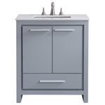 Elegant Lighting - Filipo 30" Single Bathroom Vanity Set, Gray - Designed in an Italian modernist style, our Filipo vanity makes a striking statement reflecting clean, contemporary taste and style. With a spacious, natural crystal white marble counter top, and a fashionable rectangular white porcelain undermount sink, this hand painted Gray vanity sink cabinet will convey rich, unique beauty in any home or office bathroom. Beneath the sink are 2 soft-closing doors, a spacious open storage area inside, and a soft closing drawer, both decorated with a sleek aluminum alloy bar handle. - Measurements: W30" x D21" x H35" - Authentic white crystal marble counter top imported from Italy - Pre-drilled faucet holes, 8" spread - Undermount porcelain sink - Constructed of kiln-dried solid wood and MDF - 2 soft-closing doors - 1 full-extension drawer - Faucets shown are not included. Comes completely assembled with expertly engineered packing.