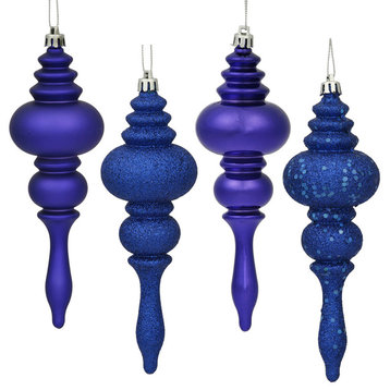 Vickerman 7" Finial 4 Finish Assorted, Set of 8, CobaLight Blue