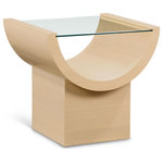 Meridian Furniture - Beverwil End Table, Natural - Channel the glamour of the Art Deco era with the Beverwil End Table, a captivating centerpiece that exudes timeless sophistication. This stunning table features a rich natural finish that highlights the natural beauty of the oak veneer, creating a striking visual contrast. The tempered glass top adds an air of elegance and provides a clear surface for displaying your favorite decor items. The unique geometric design, reminiscent of the Art Deco period, infuses your space with a touch of vintage charm.