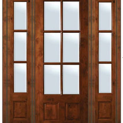 Prehung French Sidelights Door 96 Wood Alder 3/4 Lite 6 Lite - Patio Doors