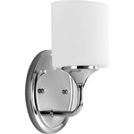 Progress Lighting - Progress Lighting 1 100W Medium Bath Bracket, Polished Chrome - Four-light bath from the Lucky Collection, the distinctive design evokes a vintage flair with finely crafted details. Light is beautifully illuminated through double prismatic frosted glass shades.