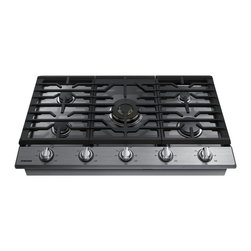 Samsung 36 in. Gas Cooktop in Stainless Steel5 Burners including Dual Ring Brass - Gas Ranges And Electric Ranges