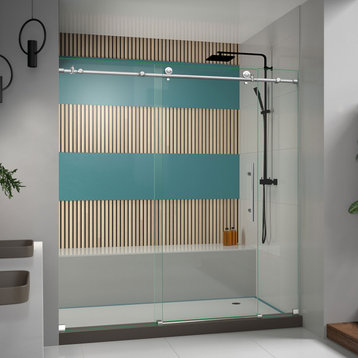 Enigma-X 68-72" W x 76" H Sliding Shower Door in Polished Stainless Steel