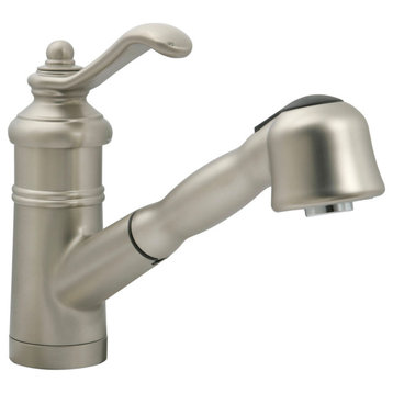 Dual Setting Pull Out Spray Faucet, Brushed Nickel, Single Hole