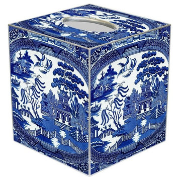 TB1386-Blue Willow Tissue Box Cover