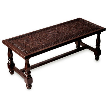 Elegance Mohena Wood And Leather Coffee Table