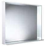Fresca - Allier Mirror With Shelf, White, 36" - Add style and function to your bathroom. This attractive rectangular mirror is sleek and stylish with clean lines and a retro feel. The glass is recessed from the frame which creates a bordered effect on the top and sides. The ledge shelf along the bottom of this lovely mirror offers an optional spot to hold a soap dispenser, decorative accent or any essentials that you'd like to keep close at hand. This bathroom mirror with shelf has a solid construction and a clean White finish to blend beautifully with any style of bathroom decor. It measures 36 in width and is 31.5 in lengthjust perfect for taking a quick glance before you head out the door in the morning.