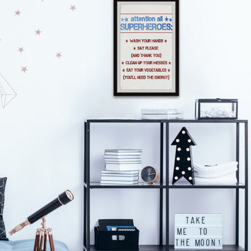 "Superhero House Rules" Framed Painting Print