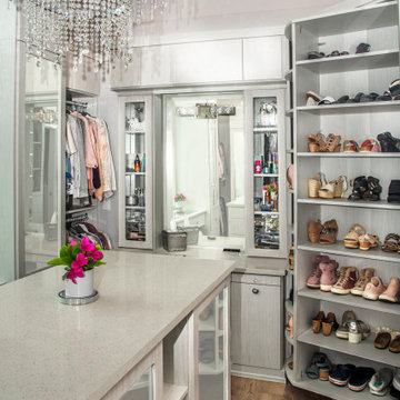 Closet Island with Vanity and Shoe Storage