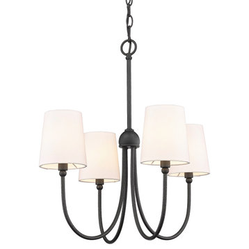 Forged Black 4-Light Shaded Simply Rustic Chandelier