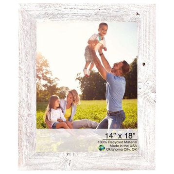 14" X 18" White Wash Wood Picture Frame