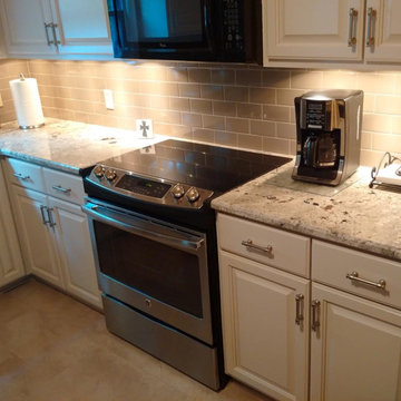 Helena, AL. Cabinet Refacing/Modifications, Granite, Tile Backsplash, Tile Floor