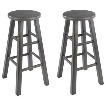 Home Square 2 Piece Transitional Solid Wood Counter Stool Set in Rustic Gray