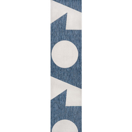 Lucian Geometric Abstract Two-Tone Area Rug, Navy/Cream, 2 X 8