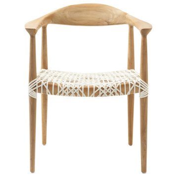Amie Arm Chair, Light Oak/Off White